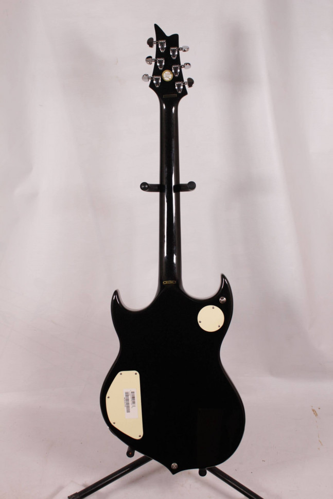 Изображение Silvertone DoubleCut Paul Stanley Signature Indonesia, черный, зеркальный пикгард, датчики Duncan