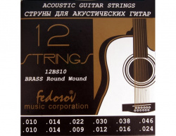 Изображение Fedosov 12BS10 Brass Round Wound Комплект струн для 12-струнной акустической гитары, латунь, 10-46
