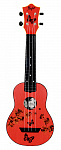 Изображение FLIGHT TUS 37 BRD - укулеле Travel, сопрано, красная с бабочками, пластик + Чехол "Зеленка"